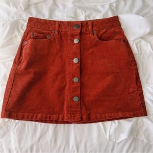 Rust Orange Button Down Skirt